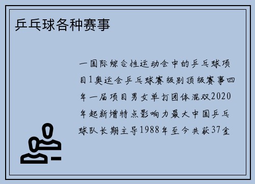 乒乓球各种赛事